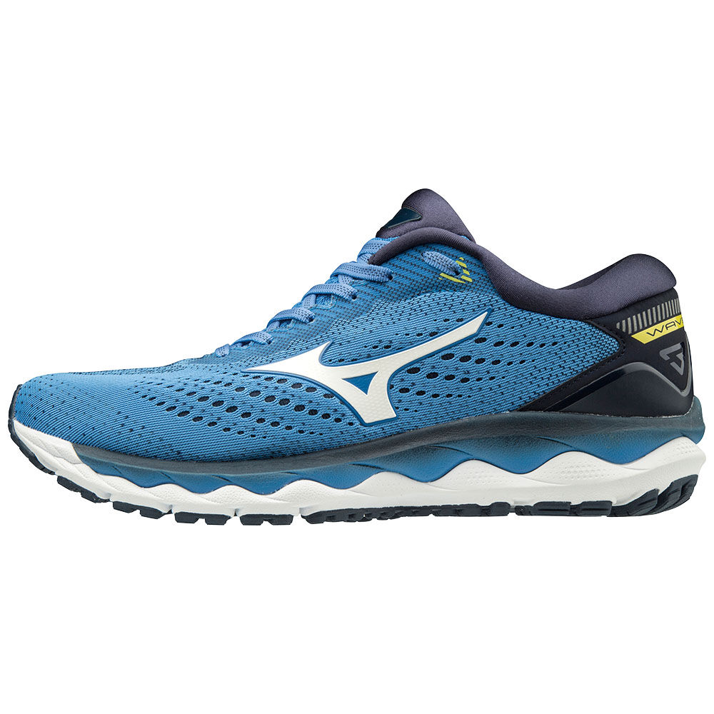 Mizuno Men's WAVE SKY 3 Running Shoes Blue/White/Yellow (J1GC190201-DIJ)